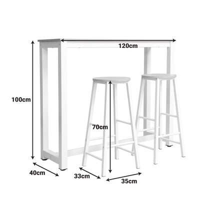 Set table bar Marle natural-white leg 120x40x100cm