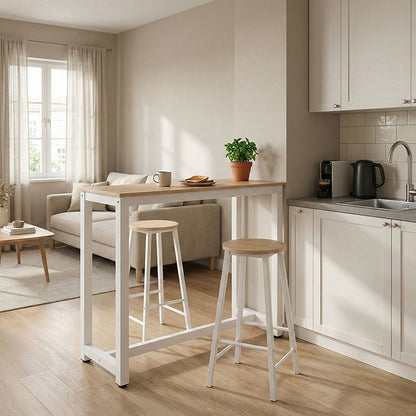 Set table bar Marle natural-white leg 120x40x100cm