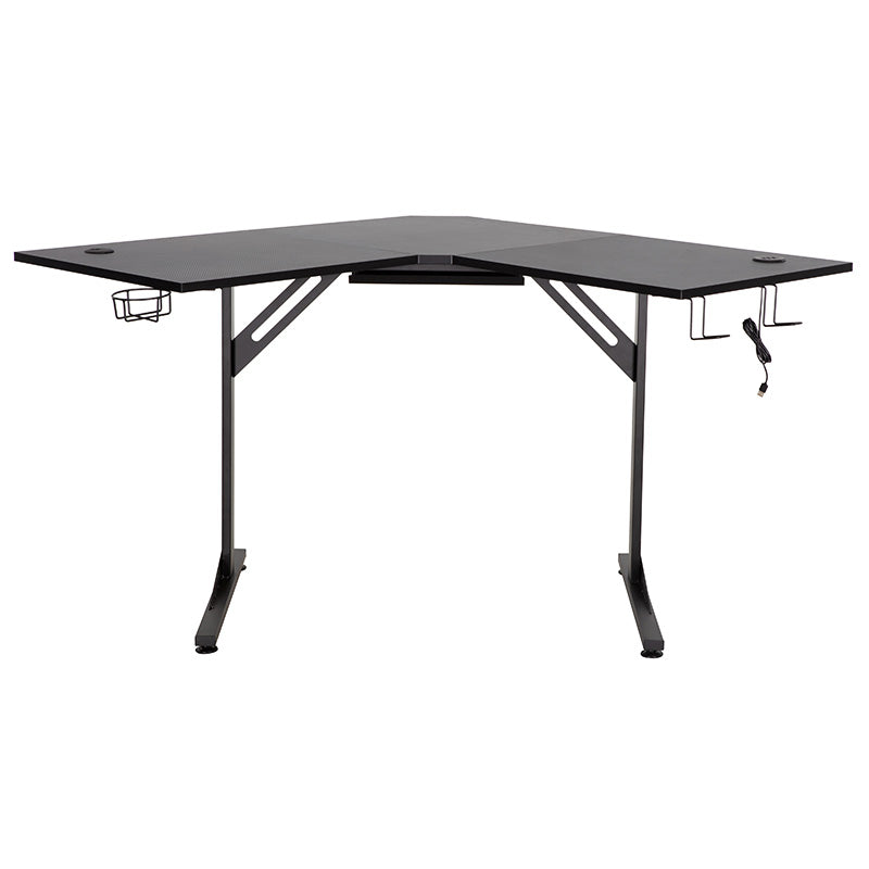 Work desk gaming Braxton pakoworld black 120x120x76cm