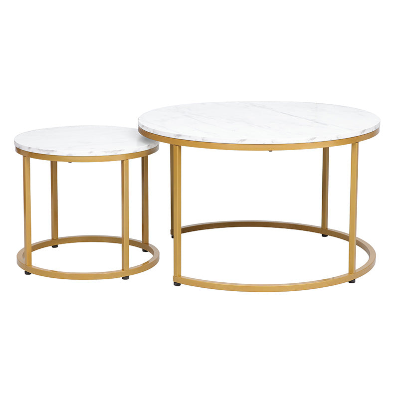 Coffee tables Severin pakoworld set 2pcs white marble-golden