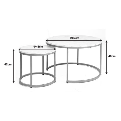 Coffee tables Severin pakoworld set 2pcs white marble-golden