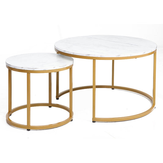 Coffee tables Severin pakoworld set 2pcs white marble-golden