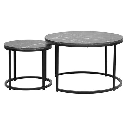 Coffee tables Severin pakoworld set 2pcs black marble-black