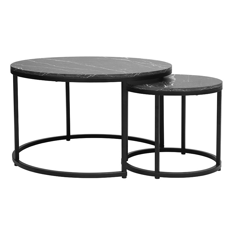 Coffee tables Severin pakoworld set 2pcs black marble-black