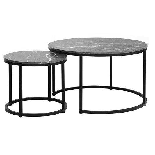 Coffee tables Severin pakoworld set 2pcs black marble-black