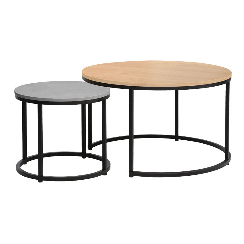 Coffee tables Severin pakoworld set 2pcs black natural-cement