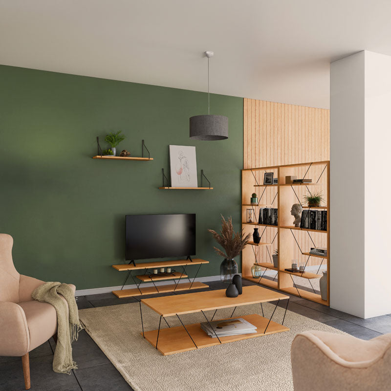 Wall shelf Tars pakoworld sonoma-black 72x20x27cm