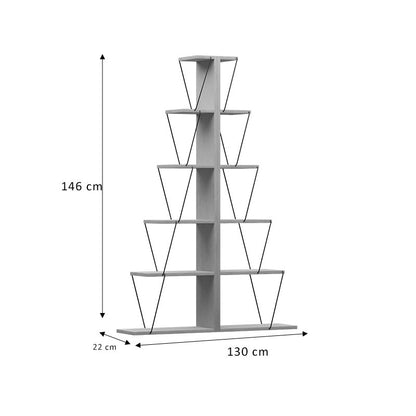 Bookcase mini Tars pakoworld sonoma-black130x22x146cm