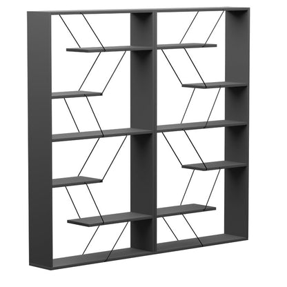 Bookcase Tars pakoworld dark grey-black 168x24x157cm