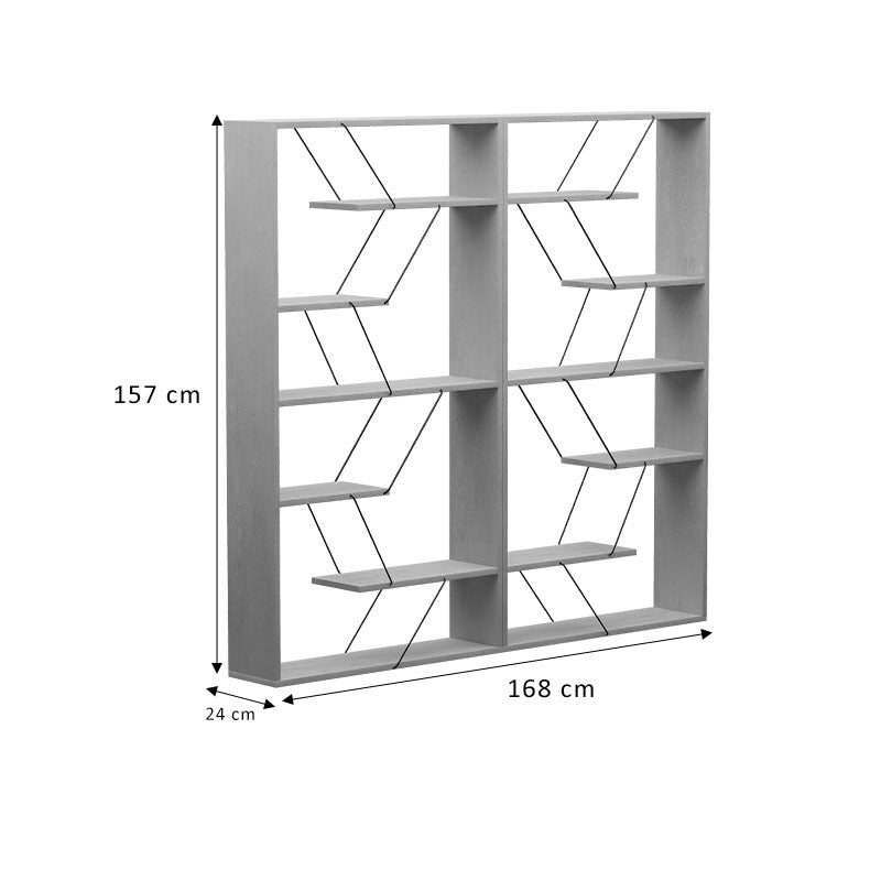 Bookcase Tars pakoworld grey-white 168x24x157cm