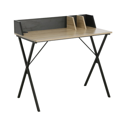 Zervan pakoworld melamine work desk in natural-black shade 90x50x85cm