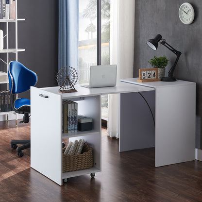 Tivizual pakoworld polymorphic cabinet-work desk folding melamine in white shade 140x60x72cm