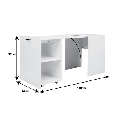 Tivizual pakoworld polymorphic cabinet-work desk folding melamine in white shade 140x60x72cm