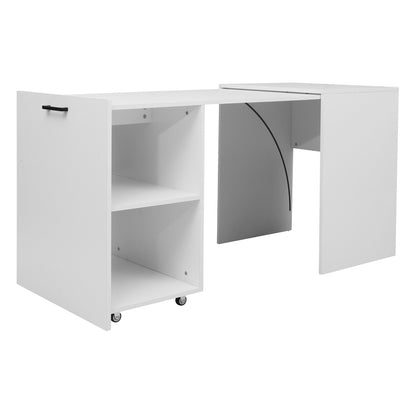 Tivizual pakoworld polymorphic cabinet-work desk folding melamine in white shade 140x60x72cm