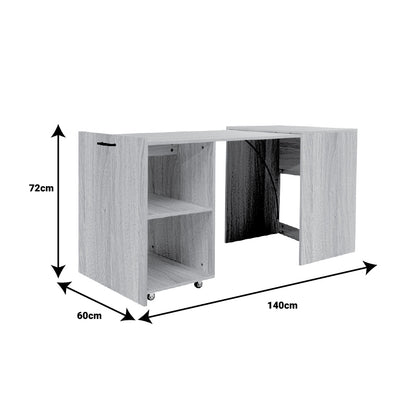 Tivouzal pakoworld polymorphic cabinet-work desk folding sonoma melamine 140x60x72cm