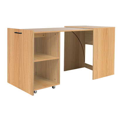 Tivouzal pakoworld polymorphic cabinet-work desk folding sonoma melamine 140x60x72cm