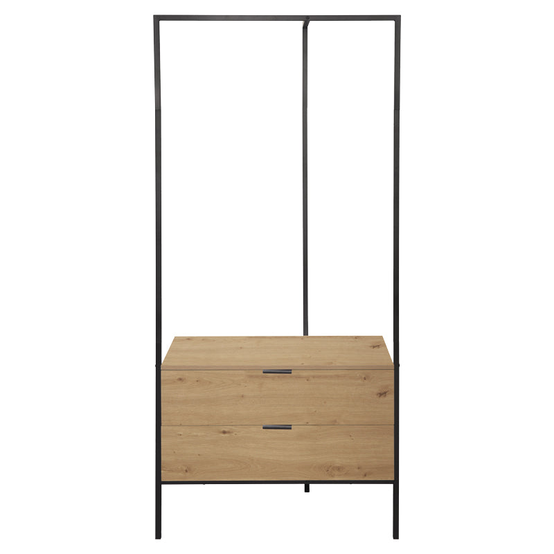 Entrance furniture Keila pakoworld melamine in natural shade and black metal 85x45x190cm