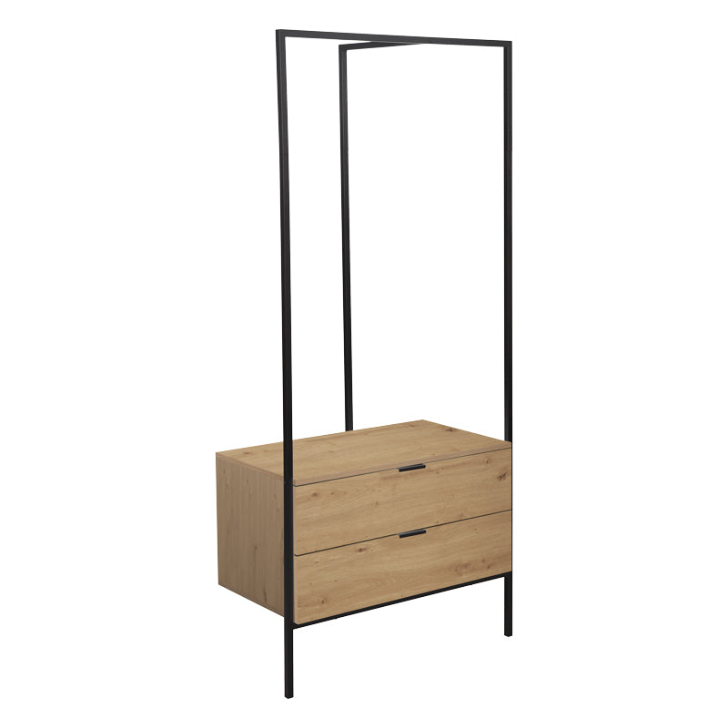 Entrance furniture Keila pakoworld melamine in natural shade and black metal 85x45x190cm