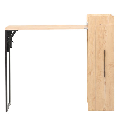 Winely pakoworld melamine bar table in natural shade and black metal 122x44.5x108cm