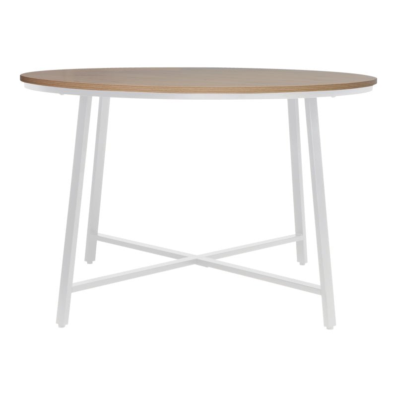 Gianno pakoworld melamine table in natural shade and white metal leg Φ120x76cm