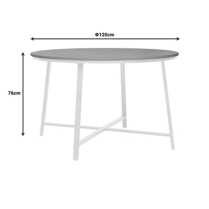 Gianno pakoworld melamine table in natural shade and white metal leg Φ120x76cm