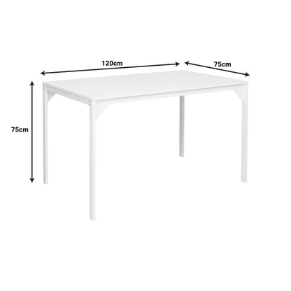 Chan pakoworld melamine table in white shade and white metal leg 120x75x75cm