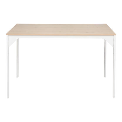 Chan pakoworld melamine table in oak shade with white metal leg 120x75x75cm