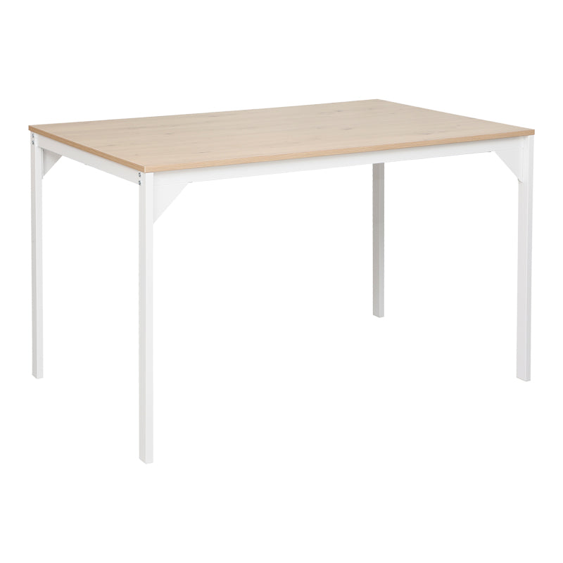 Chan pakoworld melamine table in oak shade with white metal leg 120x75x75cm