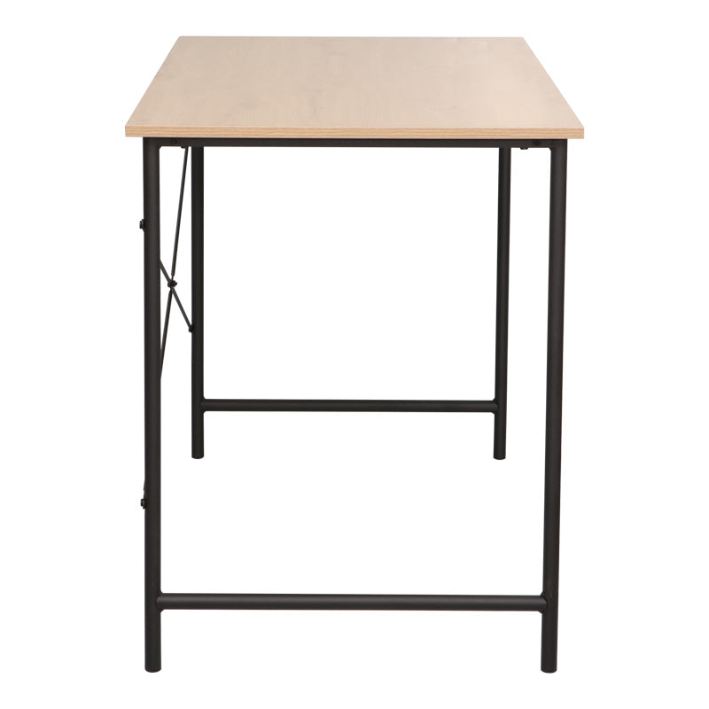 Work desk Senzia in natural color with black metal 120x60x75cm