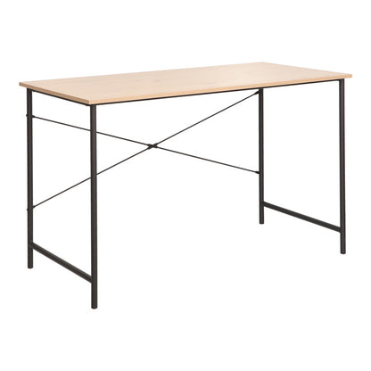 Work desk Senzia in natural color with black metal 120x60x75cm