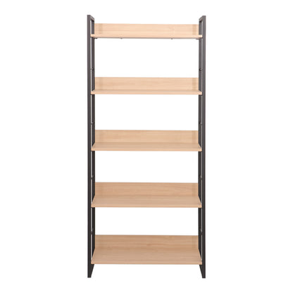 Bookcase Dorfie in natural color with black metal 70x30x159cm