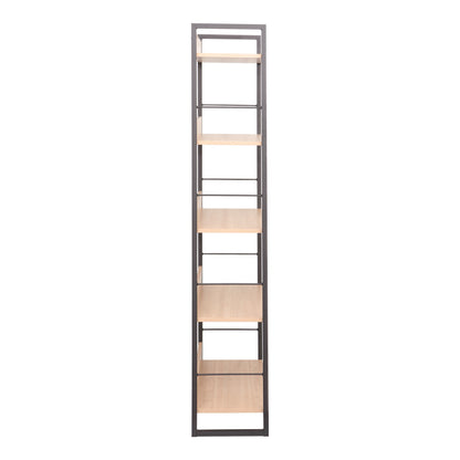 Bookcase Dorfie in natural color with black metal 70x30x159cm