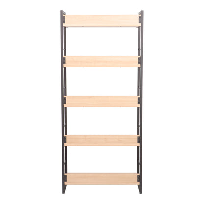 Bookcase Dorfie in natural color with black metal 70x30x159cm