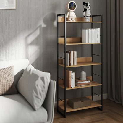Bookcase Dorfie in natural color with black metal 70x30x159cm