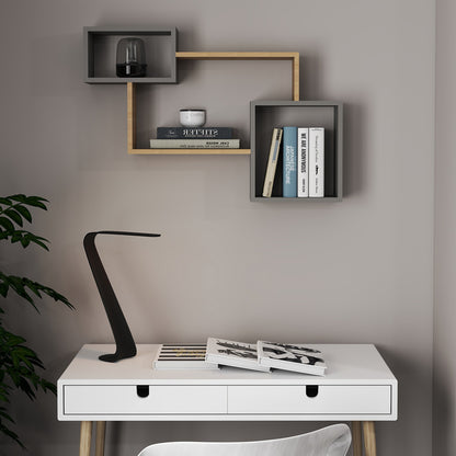 Wall shelf Beldra in natural-cement grey color 84x15x57.8cm