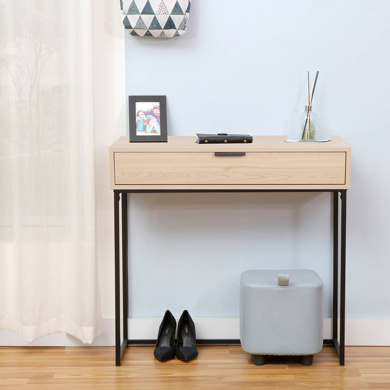 Console table Joumpa with drawer in natural color with black metal 80x28x76,5cm