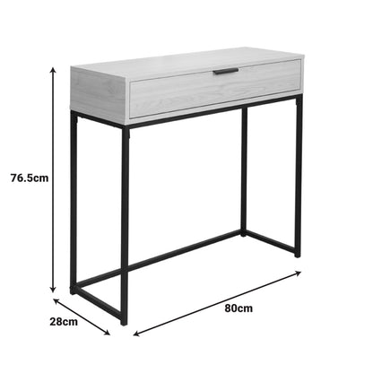 Console table Joumpa with drawer in natural color with black metal 80x28x76,5cm