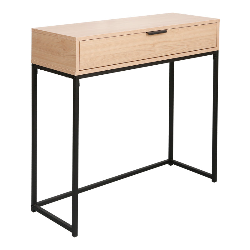 Console table Joumpa with drawer in natural color with black metal 80x28x76,5cm