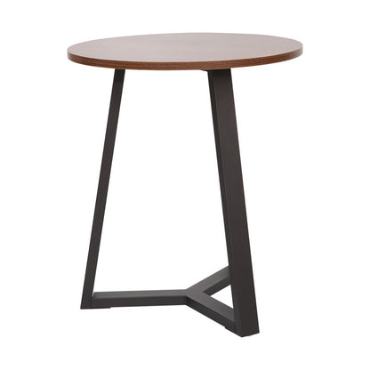 Side table Trepolo in walnut color and black metal D45x52cm