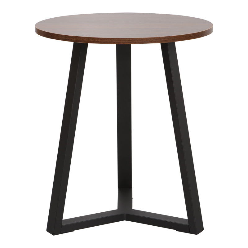 Side table Trepolo in walnut color and black metal D45x52cm