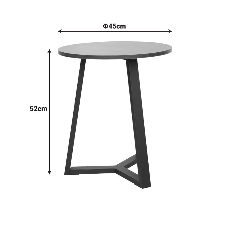 Side table Trepolo in walnut color and black metal D45x52cm