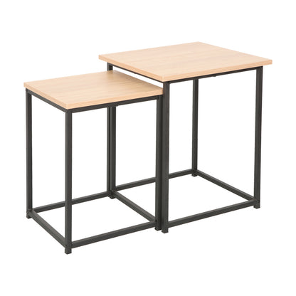 Side tables Quano set 2 pieces in natural color and black metal