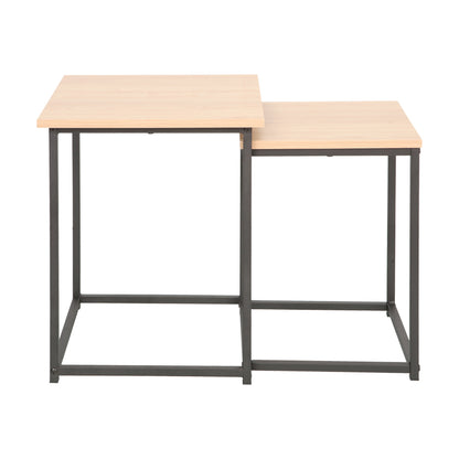 Side tables Quano set 2 pieces in natural color and black metal