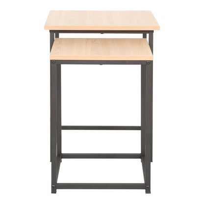 Side tables Quano set 2 pieces in natural color and black metal