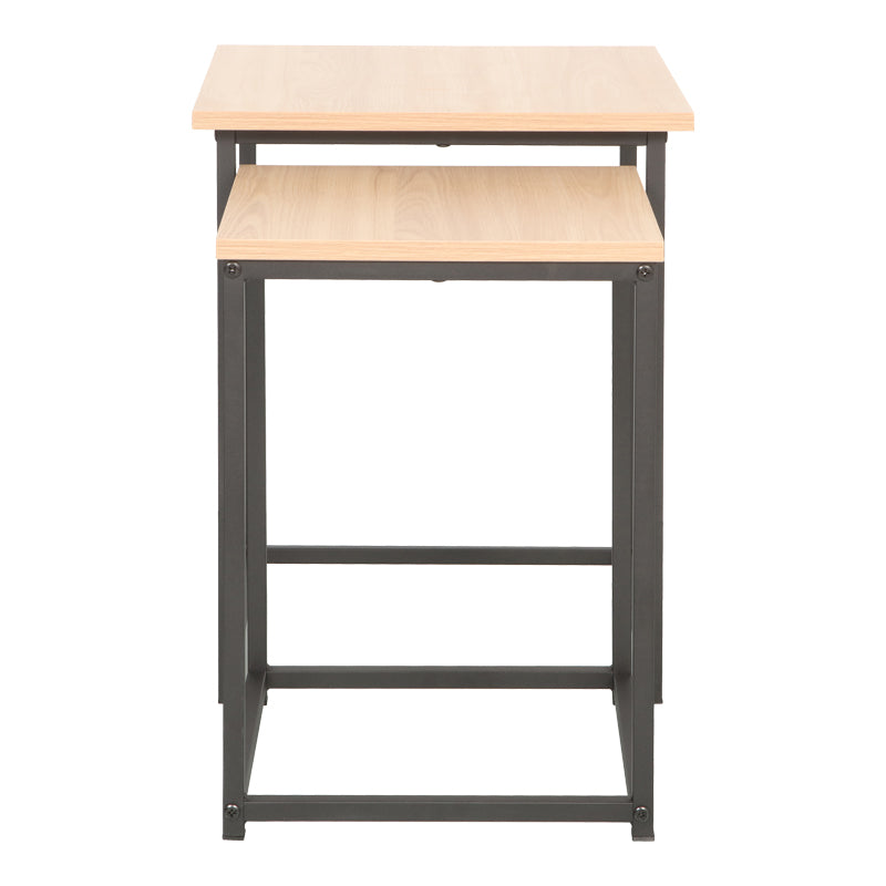 Side tables Quano set 2 pieces in natural color and black metal