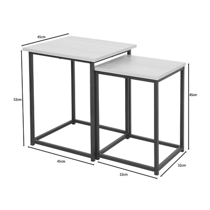 Side tables Quano set 2 pieces in natural color and black metal
