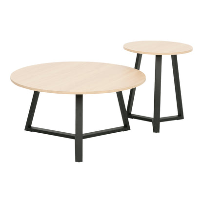 Coffee table Berton taupe with black metal D80x40cm