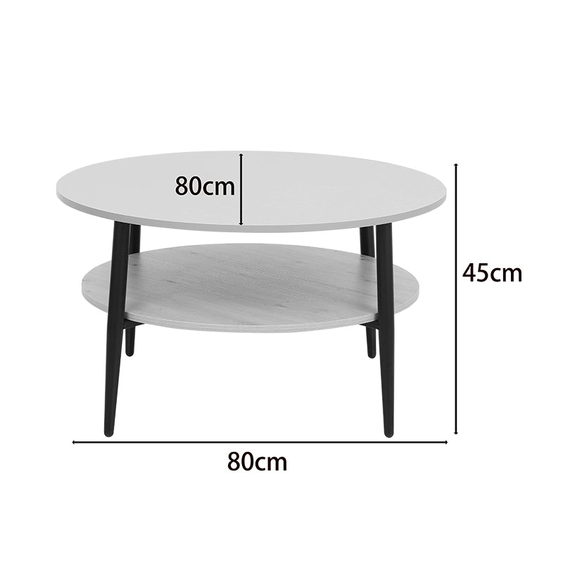 Coffee table Kody taupe with oak and black metal D80x45cm