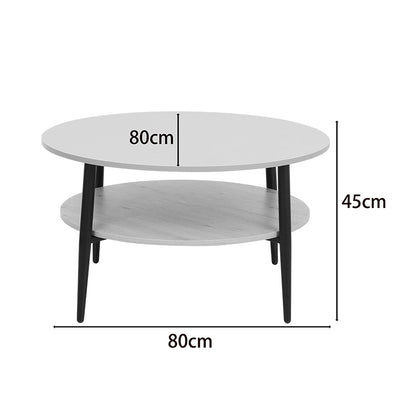 Coffee table Kody taupe with oak and black metal D80x45cm