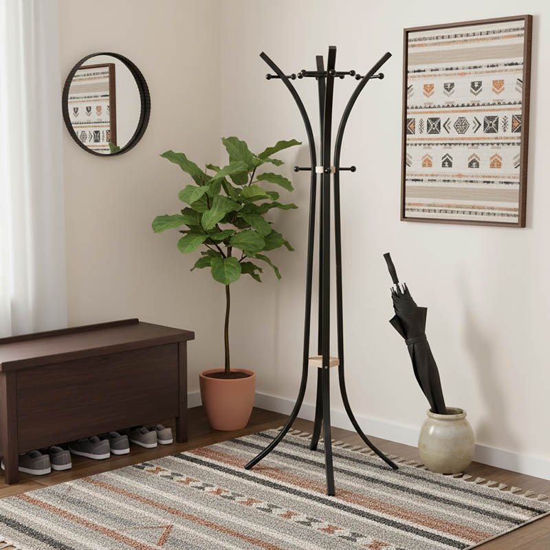 Bamile clothes rack black metal and natural rubberwood 51x63x175cm